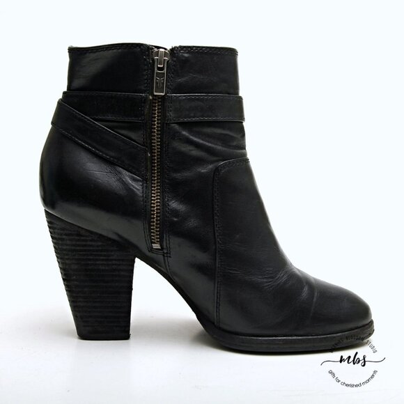 Frye Patty Buckle Side Zip Riding Heeled Booties - Picture 8 of 15